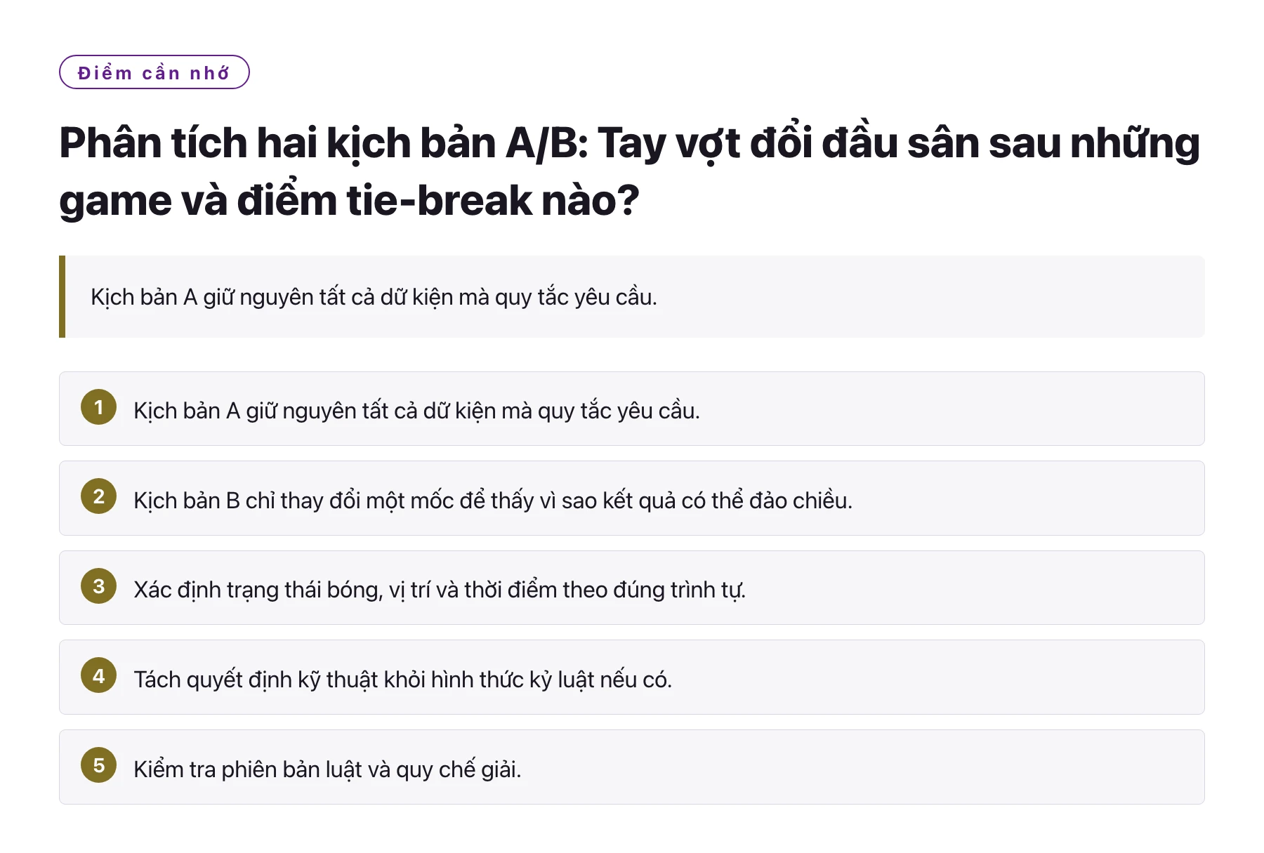 Phân tích hai kịch bản A/B: Tay vợt đổi đầu sân sau những game và điểm tie-break nào?——全文要点速览