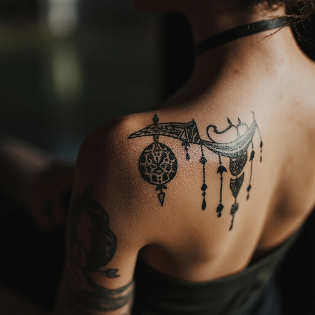 Blackwork geometric tattoo detail in the Style Atlas