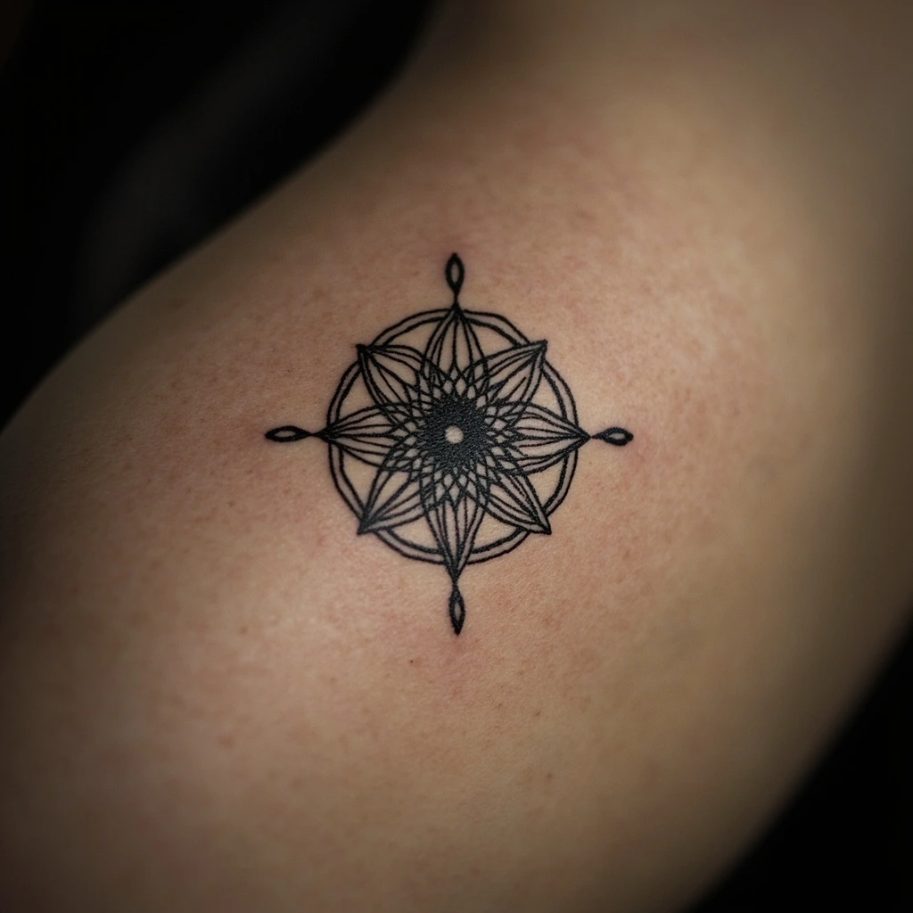 Geometric sacred geometry shoulder tattoo