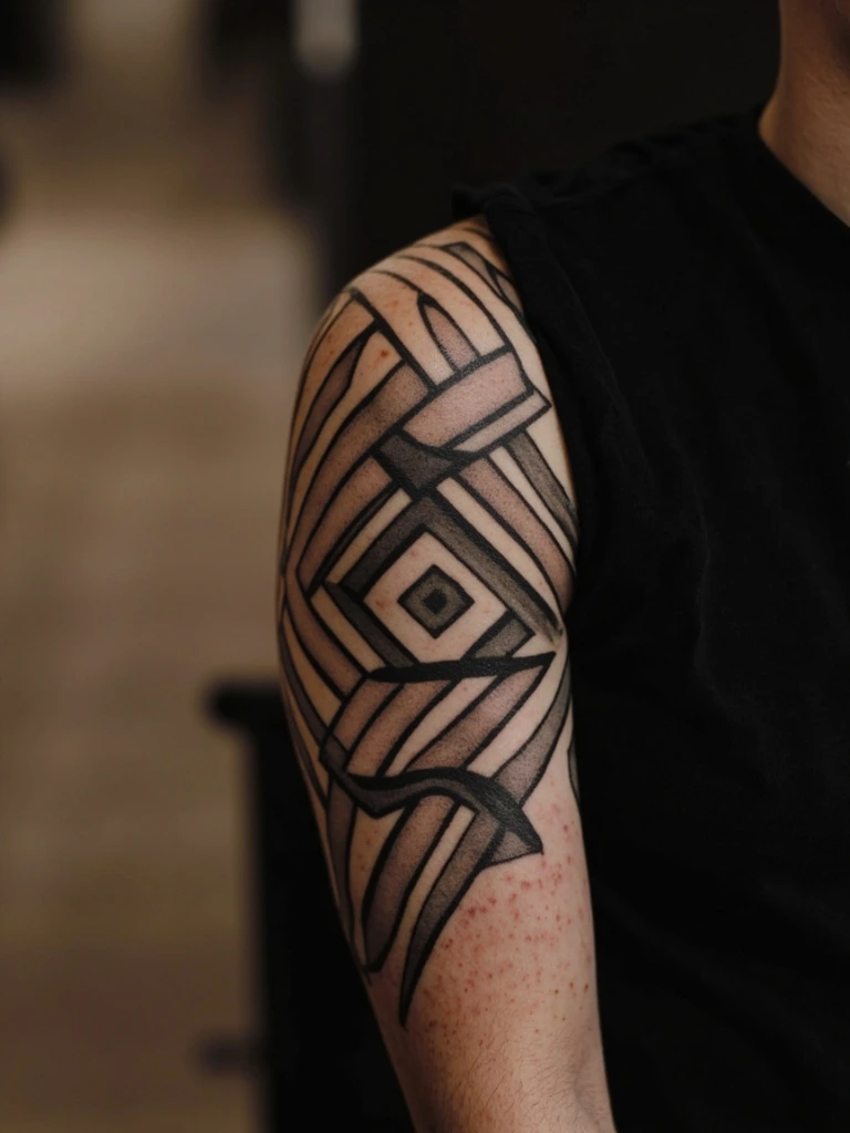 Blackwork geometric arm tattoo